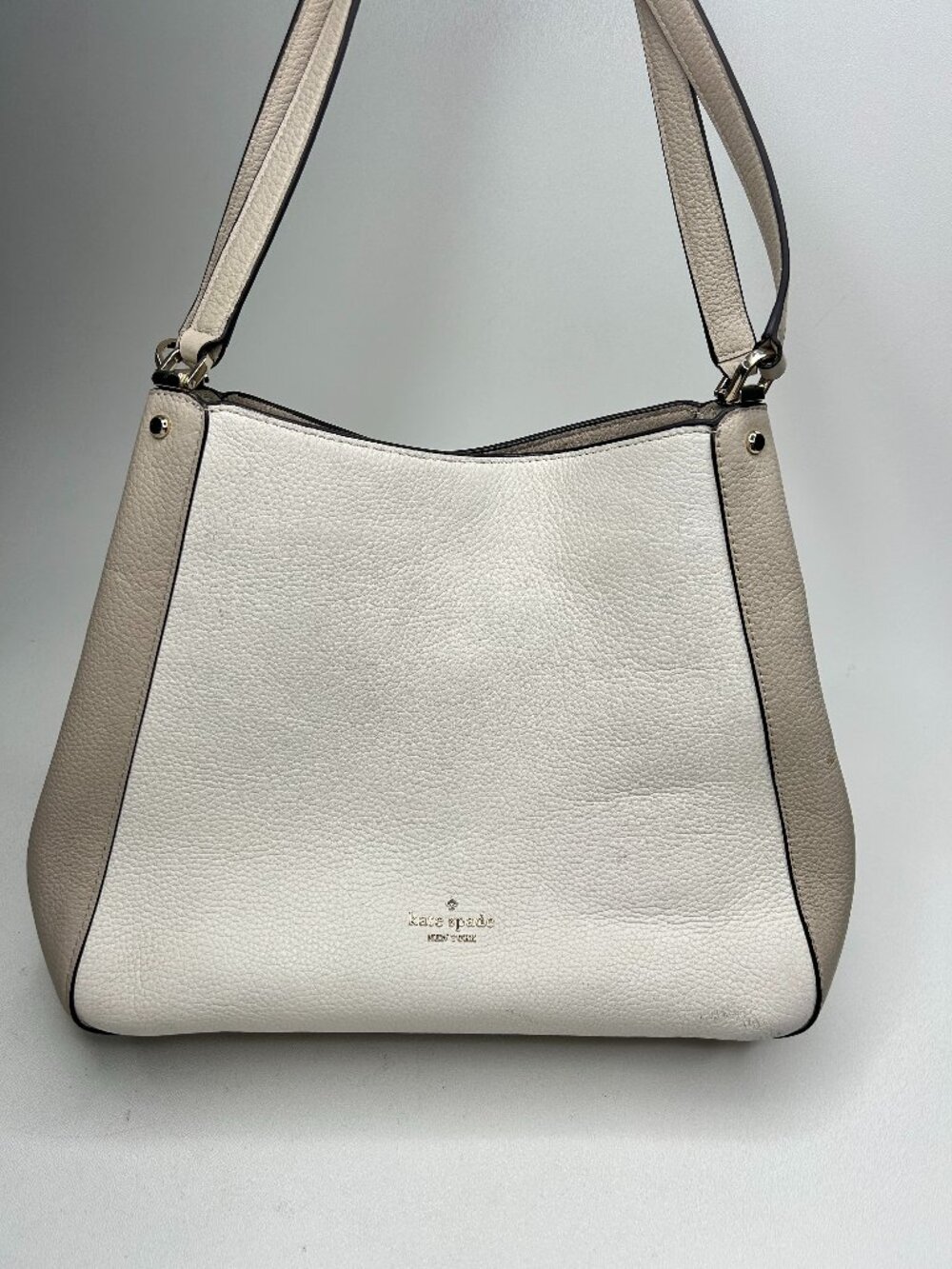 KATE SPADE Leila Triple Compartment Leather Shoulder Bag, Light Sand *AS IS*